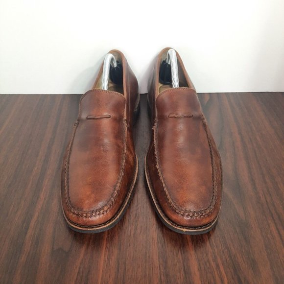 Johnston Murphy Ainsworth Mens Size 9.5 Shoes Brown Leather Sheepskin Loafers